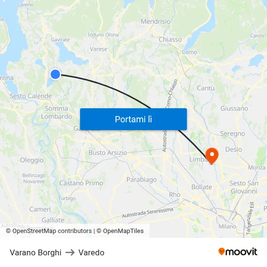 Varano Borghi to Varedo map
