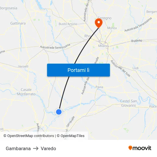 Gambarana to Varedo map