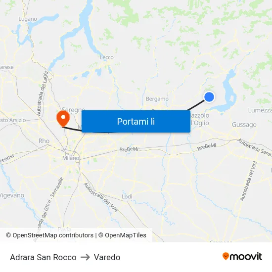 Adrara San Rocco to Varedo map