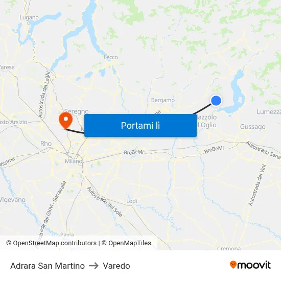 Adrara San Martino to Varedo map