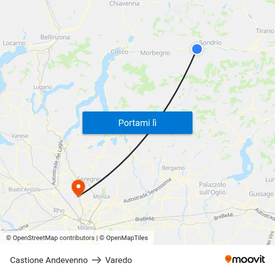 Castione Andevenno to Varedo map