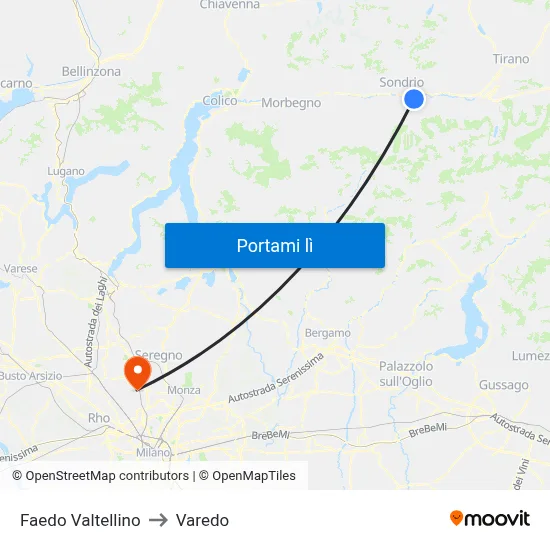 Faedo Valtellino to Varedo map