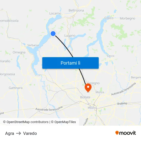 Agra to Varedo map