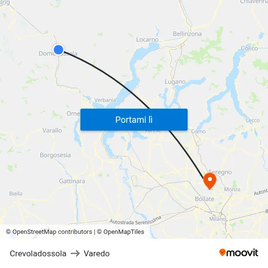 Crevoladossola to Varedo map