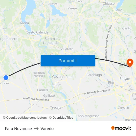 Fara Novarese to Varedo map