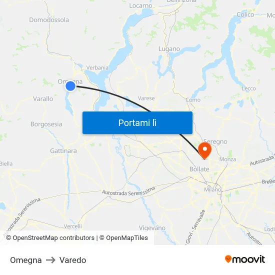 Omegna to Varedo map