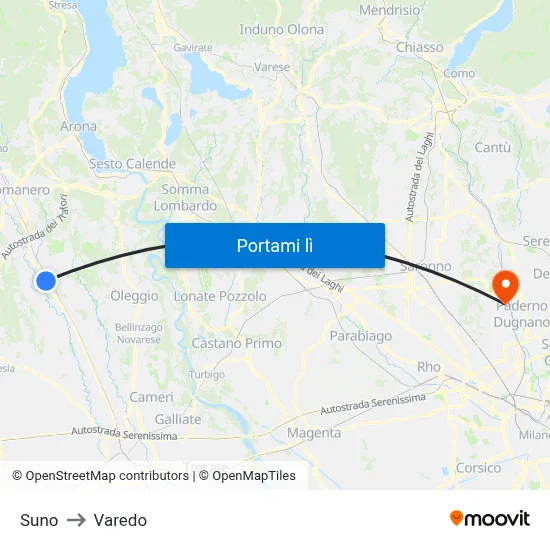 Suno to Varedo map