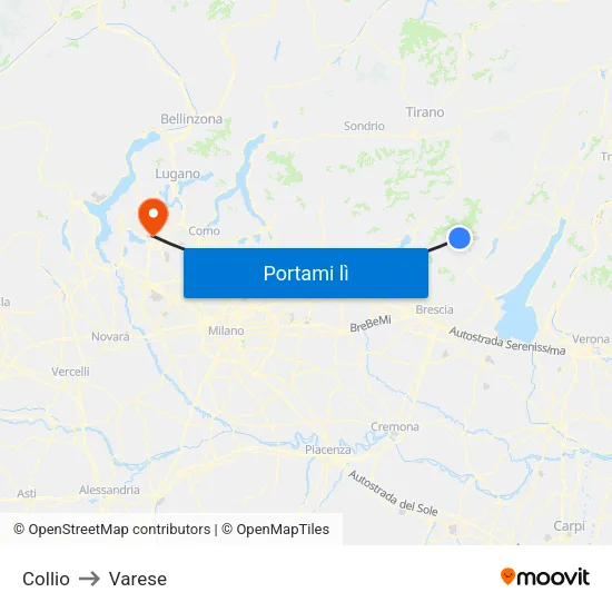 Collio to Varese map
