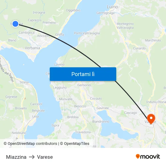 Miazzina to Varese map
