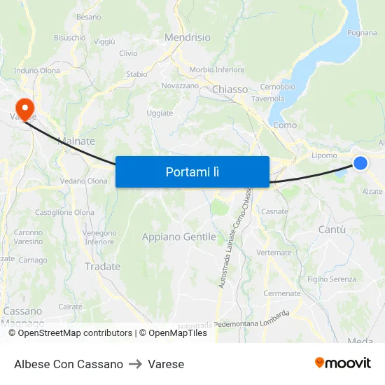 Albese Con Cassano to Varese map