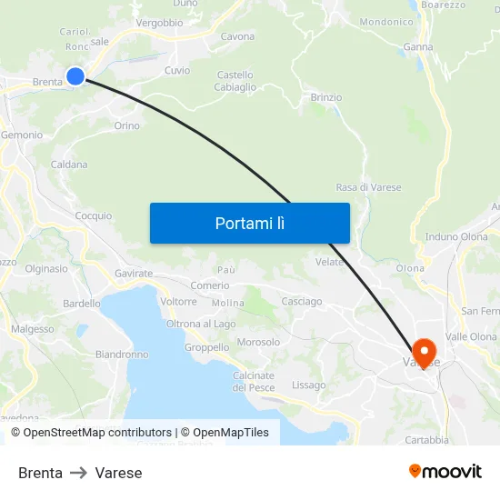 Brenta to Varese map