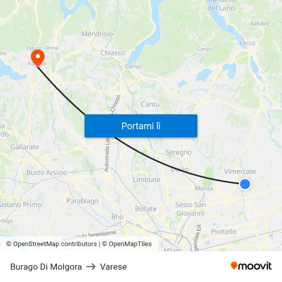 Burago Di Molgora to Varese map