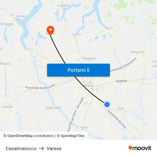Casalmaiocco to Varese map