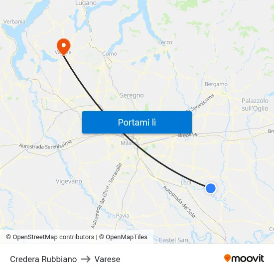 Credera Rubbiano to Varese map