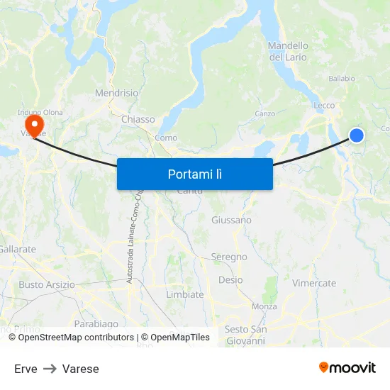 Erve to Varese map