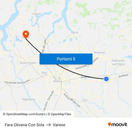 Fara Olivana Con Sola to Varese map