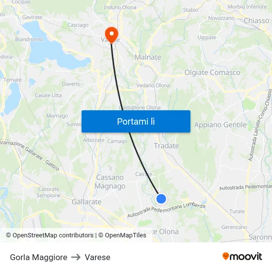 Gorla Maggiore to Varese map