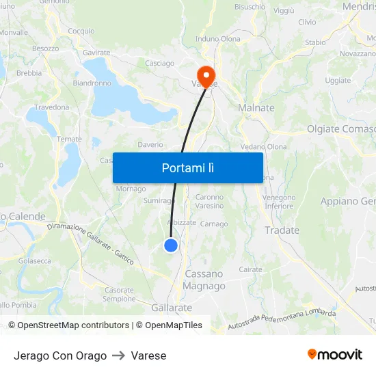 Jerago Con Orago to Varese map