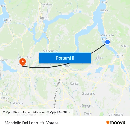 Mandello Del Lario to Varese map