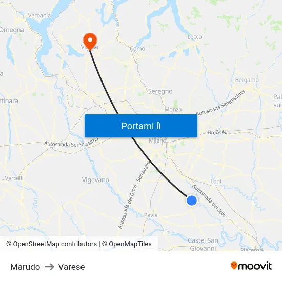 Marudo to Varese map