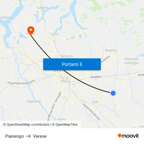 Pianengo to Varese map