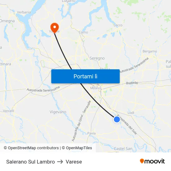 Salerano Sul Lambro to Varese map