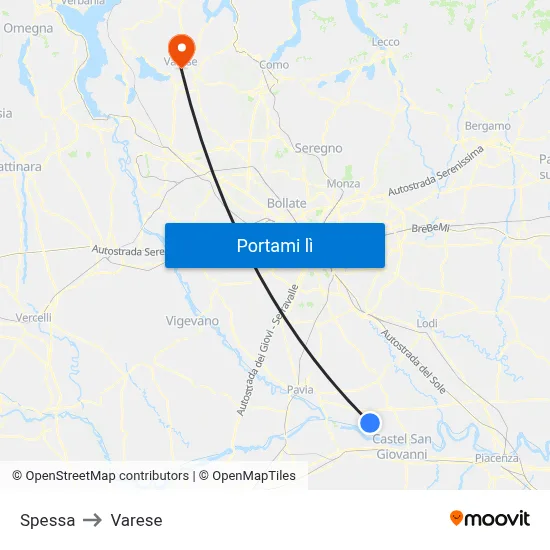 Spessa to Varese map