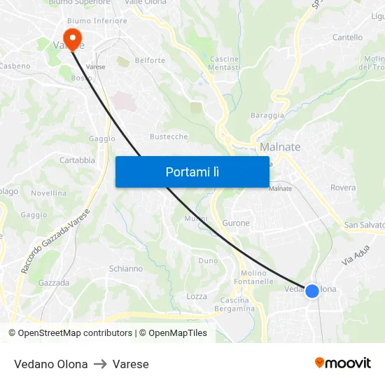 Vedano Olona to Varese map
