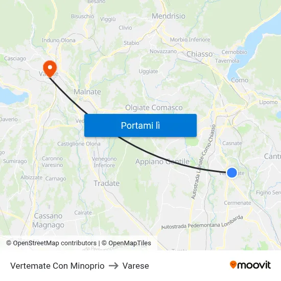 Vertemate Con Minoprio to Varese map
