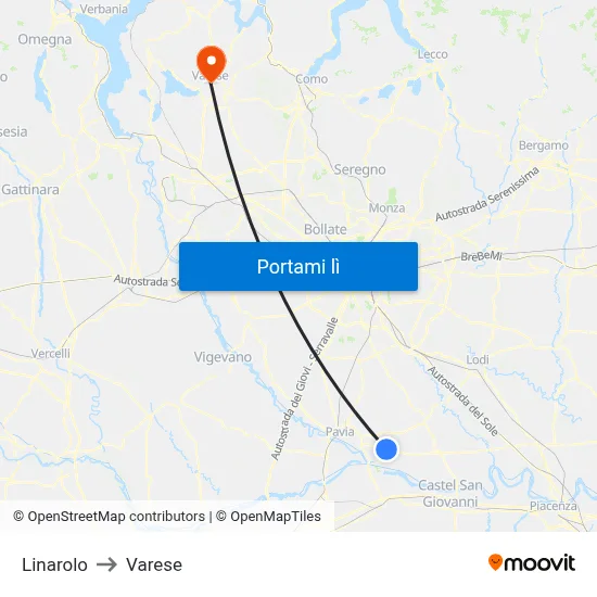 Linarolo to Varese map