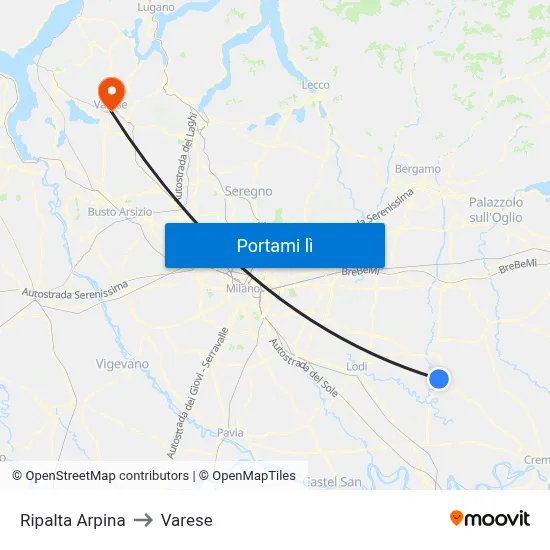 Ripalta Arpina to Varese map