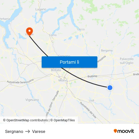 Sergnano to Varese map