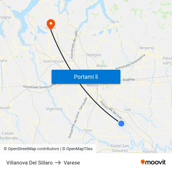 Villanova Del Sillaro to Varese map