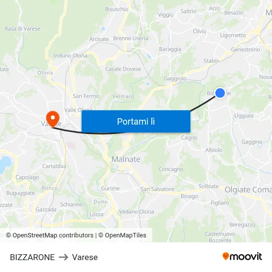 BIZZARONE to Varese map