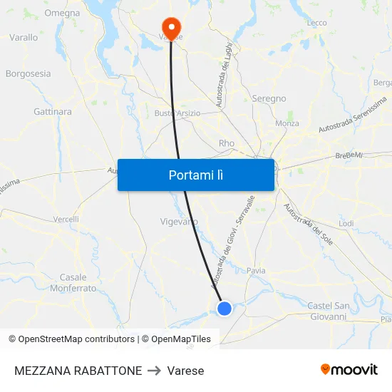MEZZANA RABATTONE to Varese map