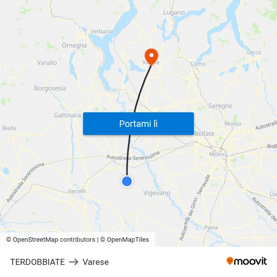TERDOBBIATE to Varese map