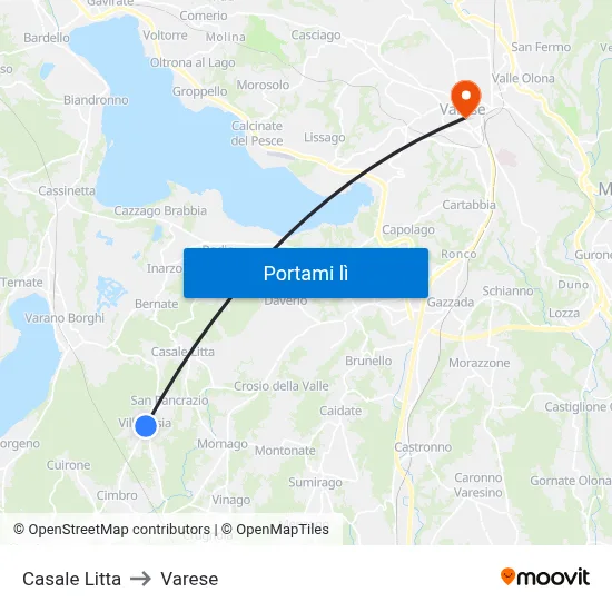 Casale Litta to Varese map