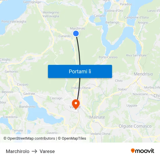 Marchirolo to Varese map