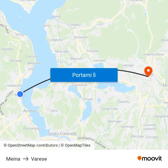 Meina to Varese map