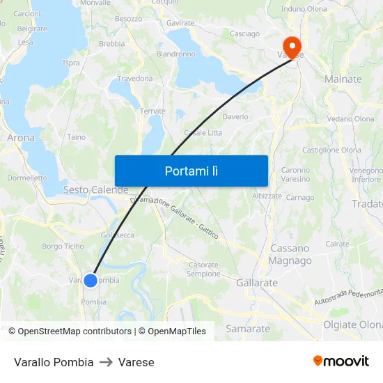Varallo Pombia to Varese map