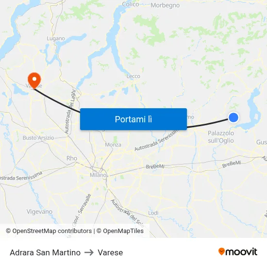 Adrara San Martino to Varese map