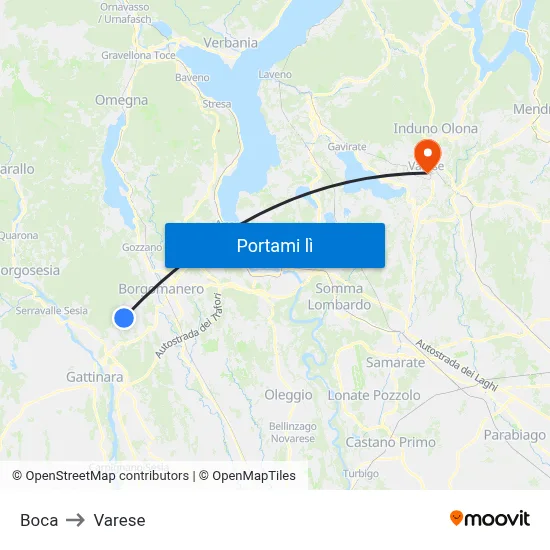 Boca to Varese map