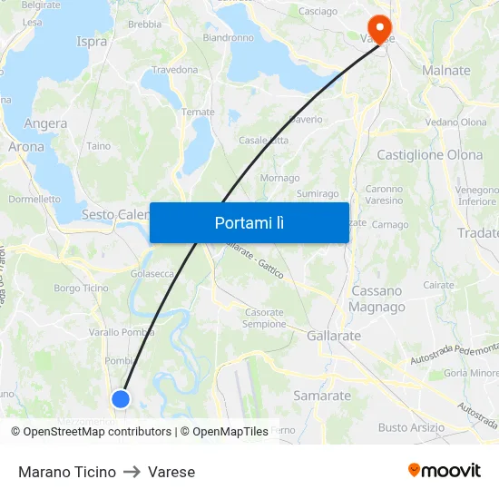 Marano Ticino to Varese map