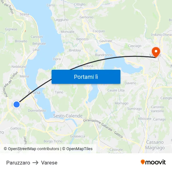 Paruzzaro to Varese map