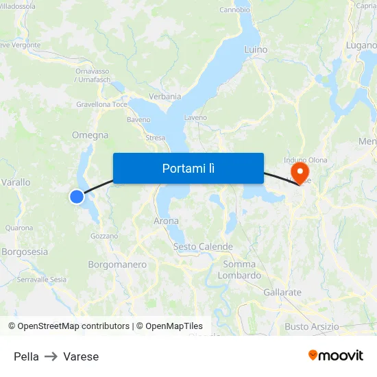 Pella to Varese map