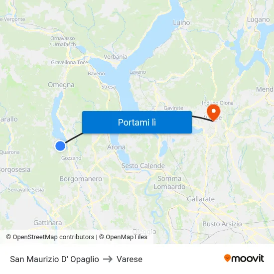San Maurizio D' Opaglio to Varese map