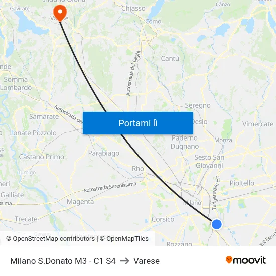 Milano S.Donato M3 - C1 S4 to Varese map