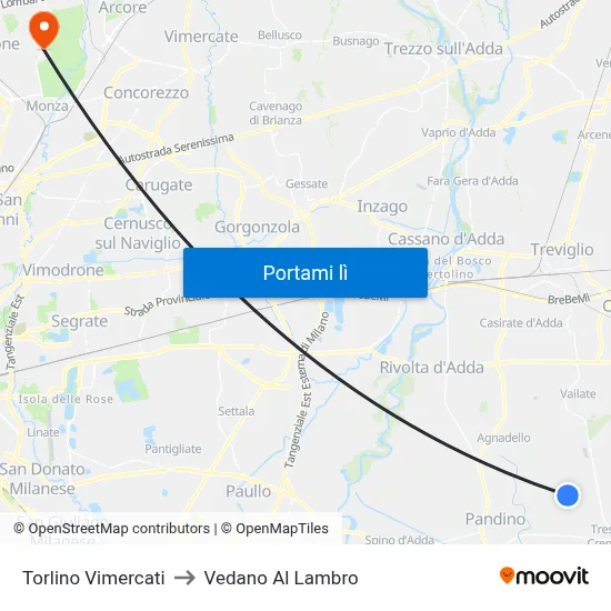 Torlino Vimercati to Vedano Al Lambro map