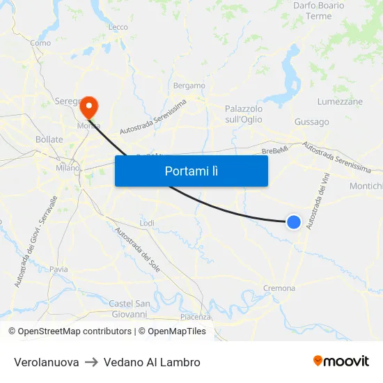 Verolanuova to Vedano Al Lambro map