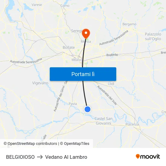 BELGIOIOSO to Vedano Al Lambro map